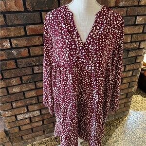 Red and White Patterned Dress